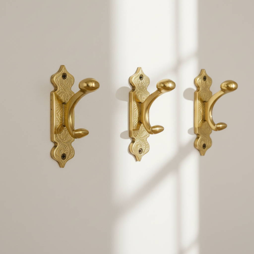 Decorative Brass Wall Hook Handmade Brass Hardware for Rustic & Boho Homes Beldiatlas