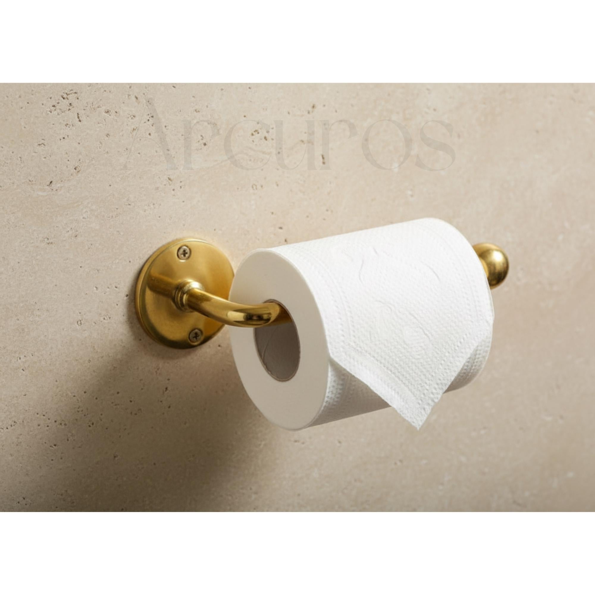 Unlacquered Solid Brass Toilet Roll Holder, Wall Mount Bathroom Fixture Arcuros