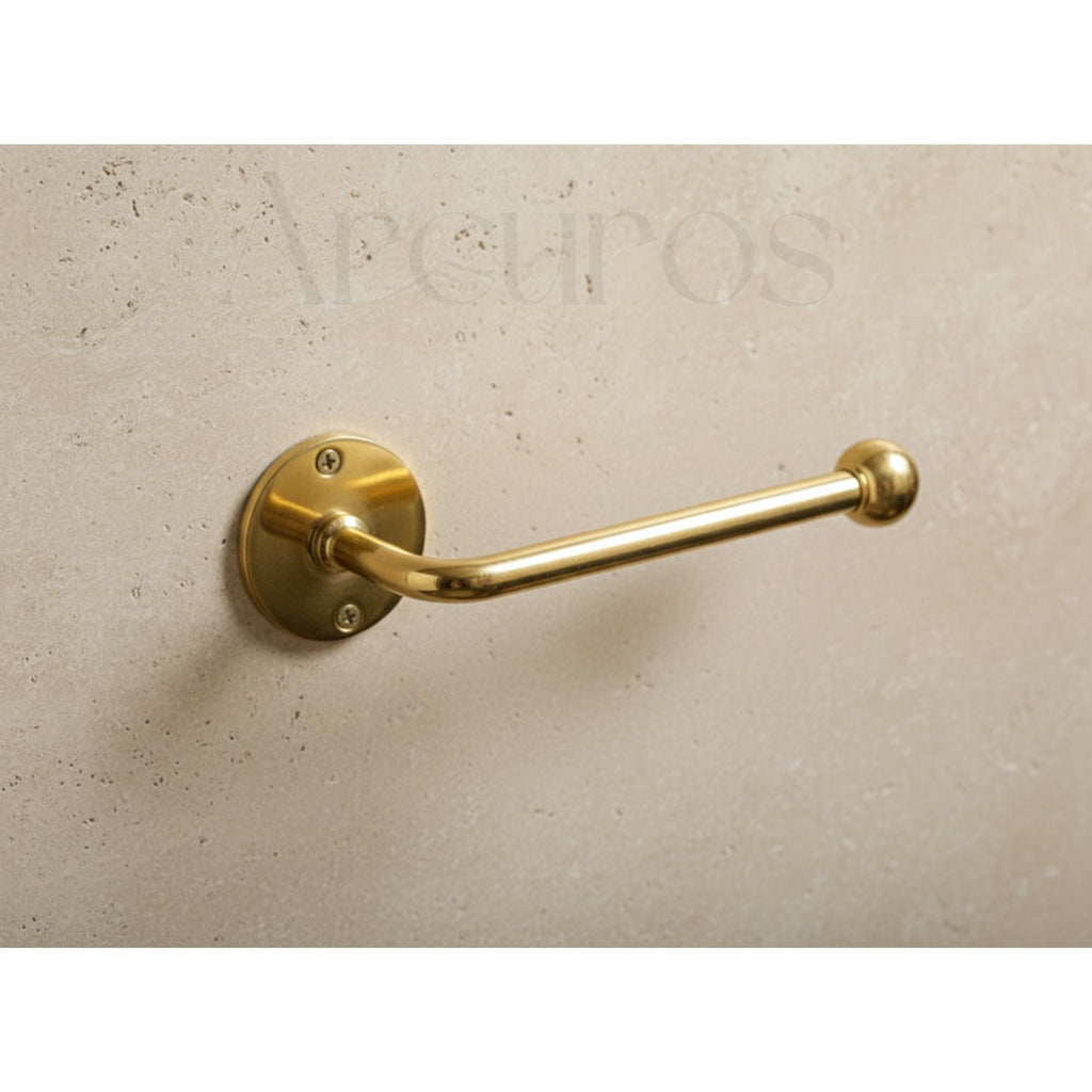 Unlacquered Solid Brass Toilet Roll Holder, Wall Mount Bathroom Fixture Arcuros