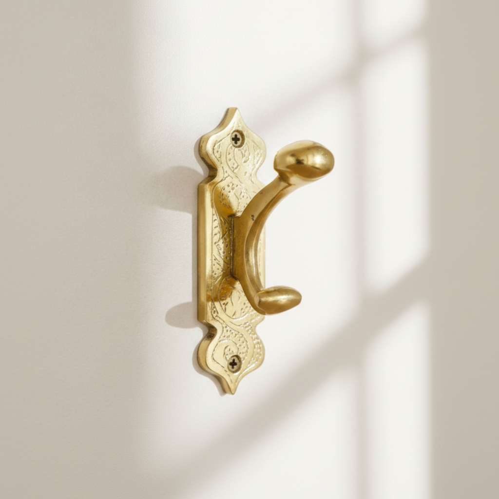 Decorative Brass Wall Hook Handmade Brass Hardware for Rustic & Boho Homes Beldiatlas