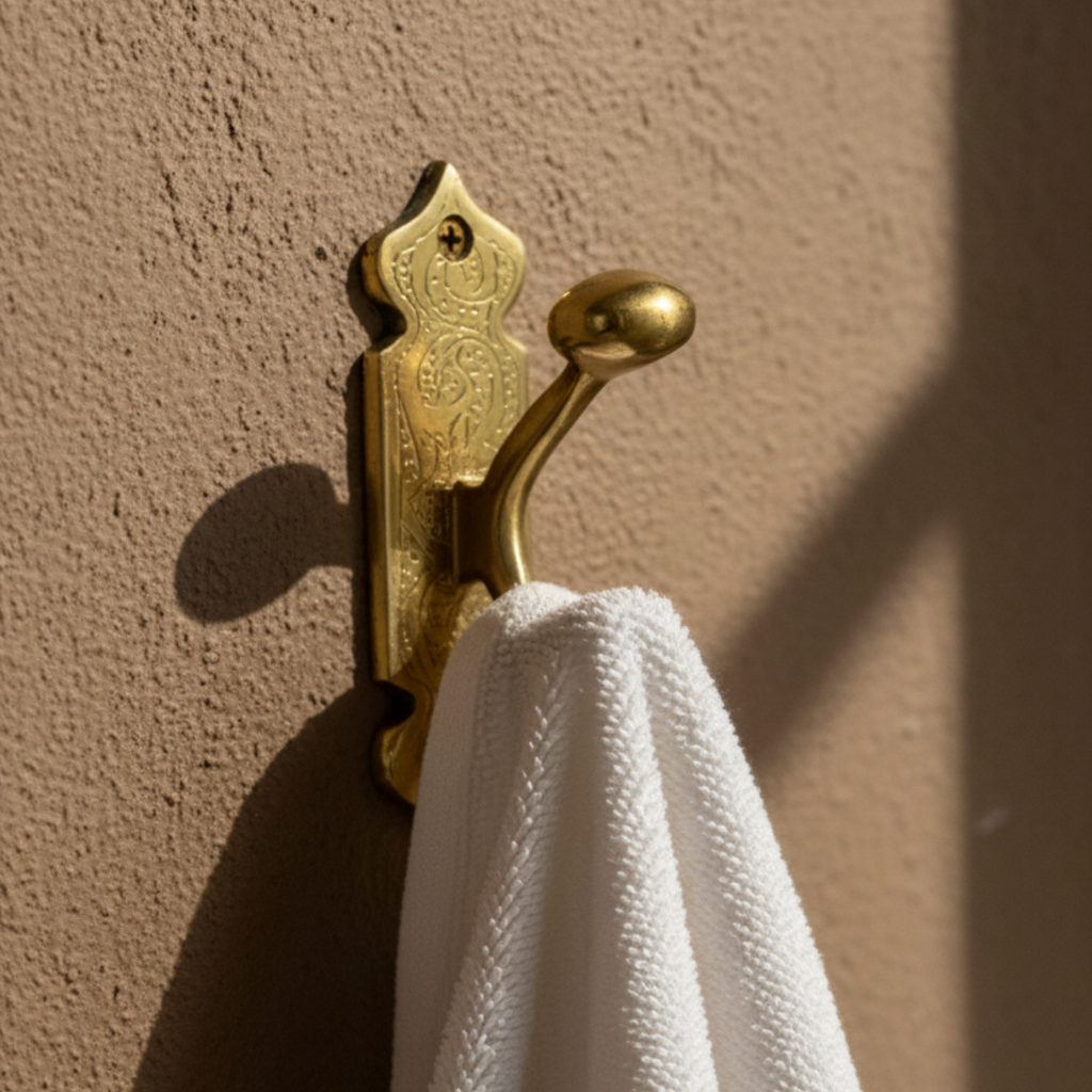 Decorative Brass Wall Hook Handmade Brass Hardware for Rustic & Boho Homes Beldiatlas