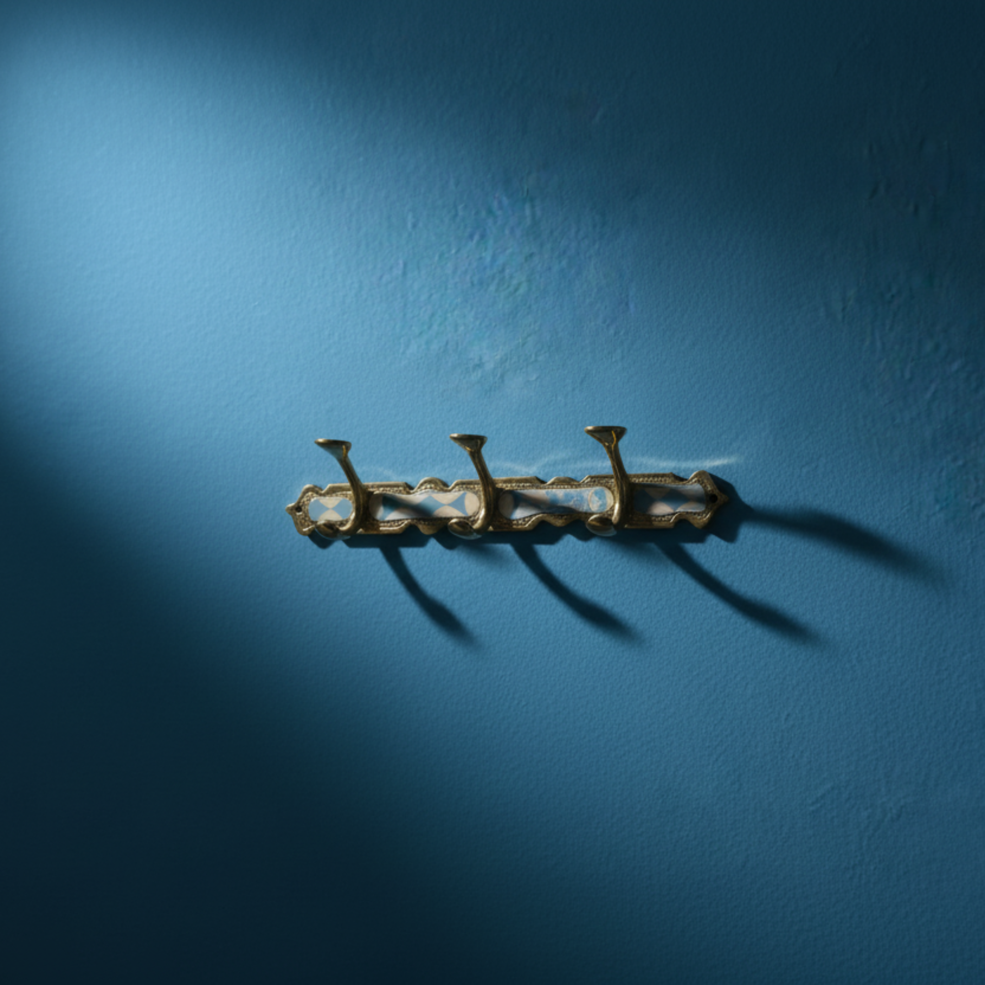 Turquoise Brass Wall Hook Handmade Moroccan Bone & Resin Inlay Arcuros