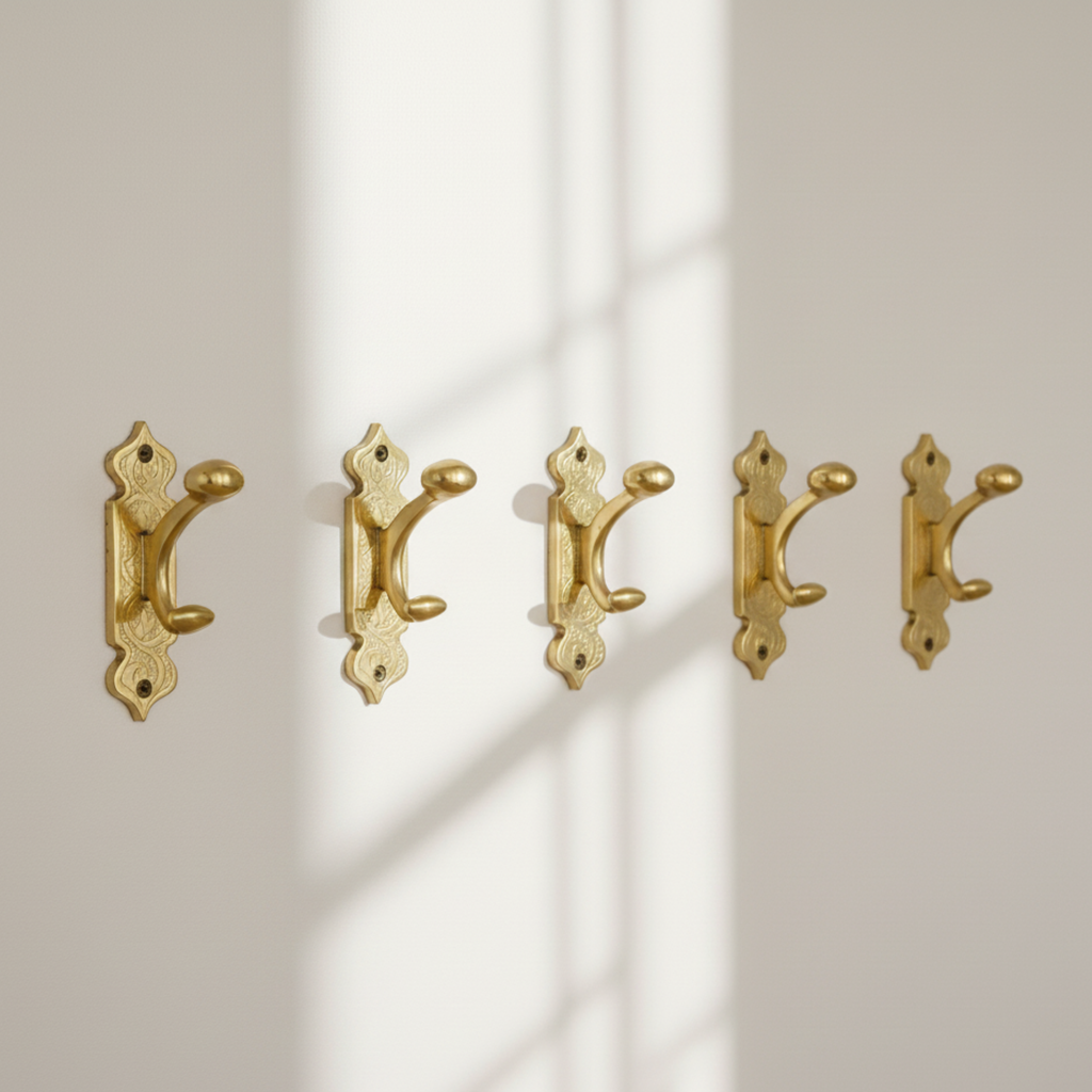 Decorative Brass Wall Hook Handmade Brass Hardware for Rustic & Boho Homes Beldiatlas