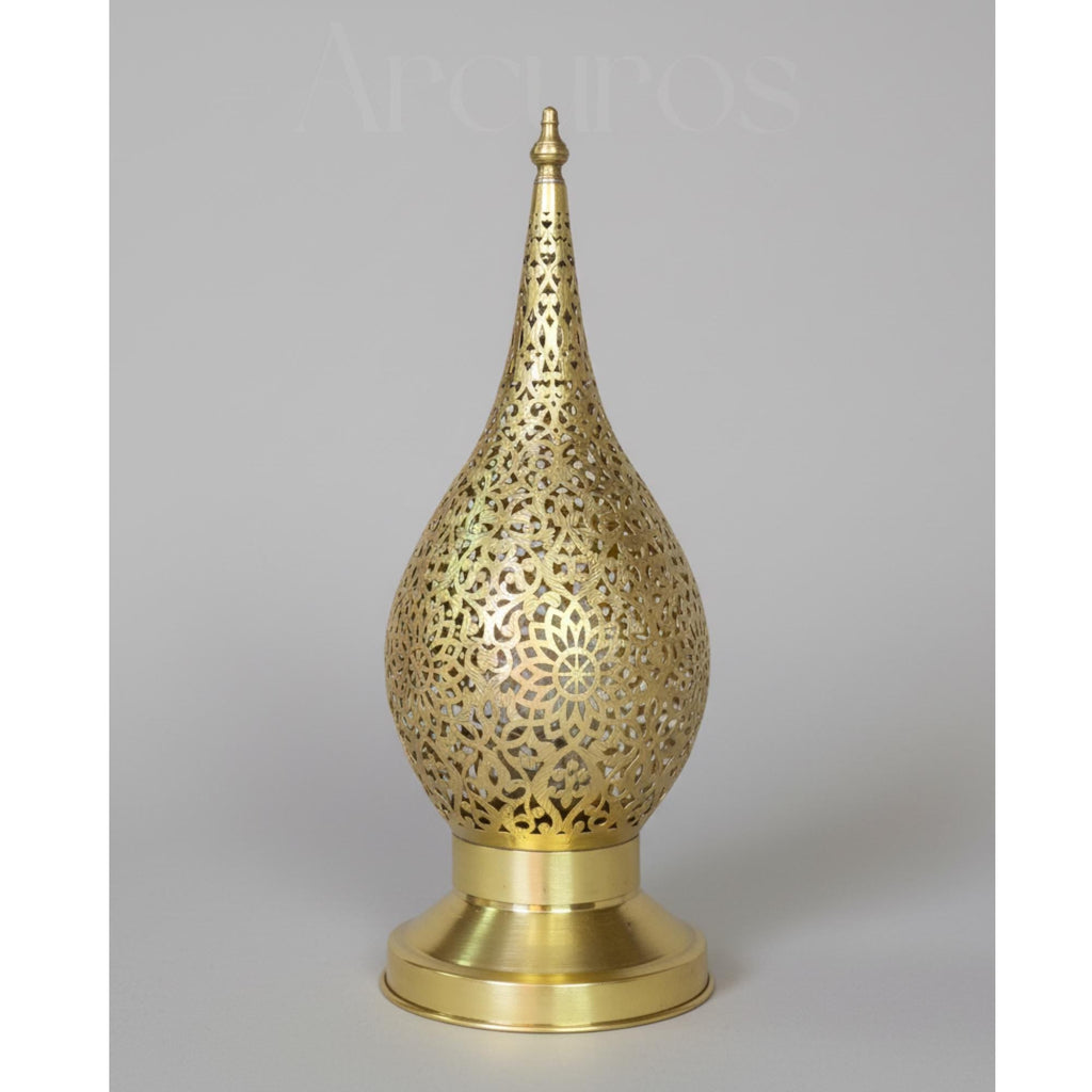 Handmade Moroccan Brass Table Lamp: Boho Bedside Nightstand Light Arcuros