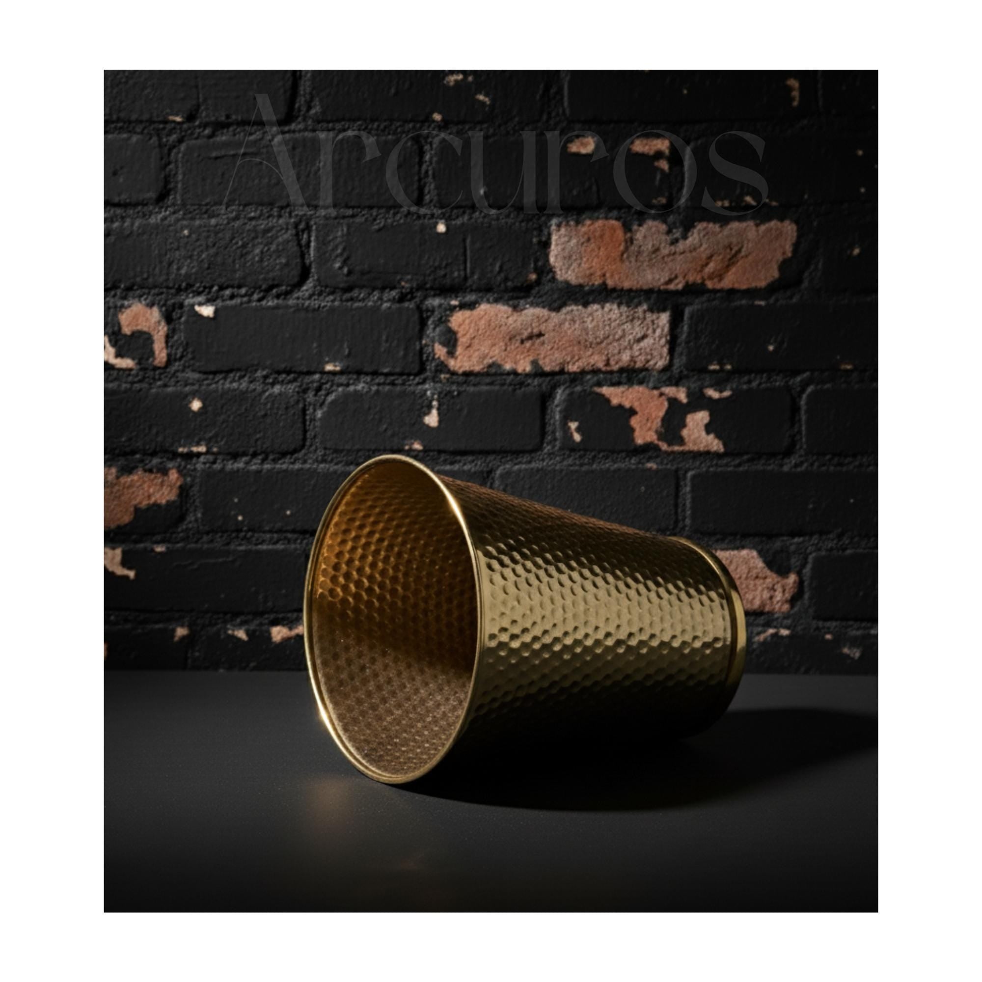 Handmade Hammered brass bathroom trash can Arcuros