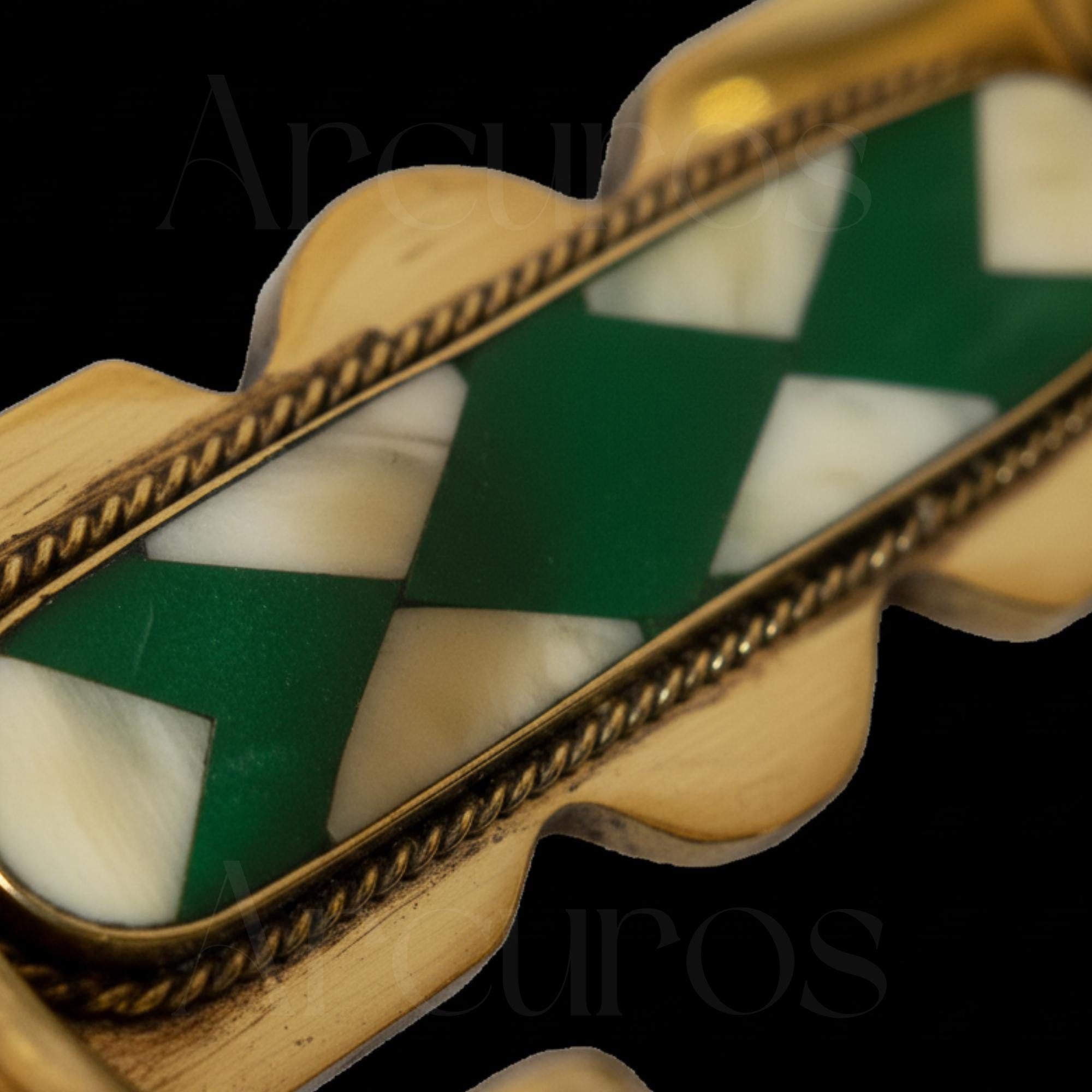 Moroccan Brass Wall Hook Rack: white & Black Resin Inlay Arcuros