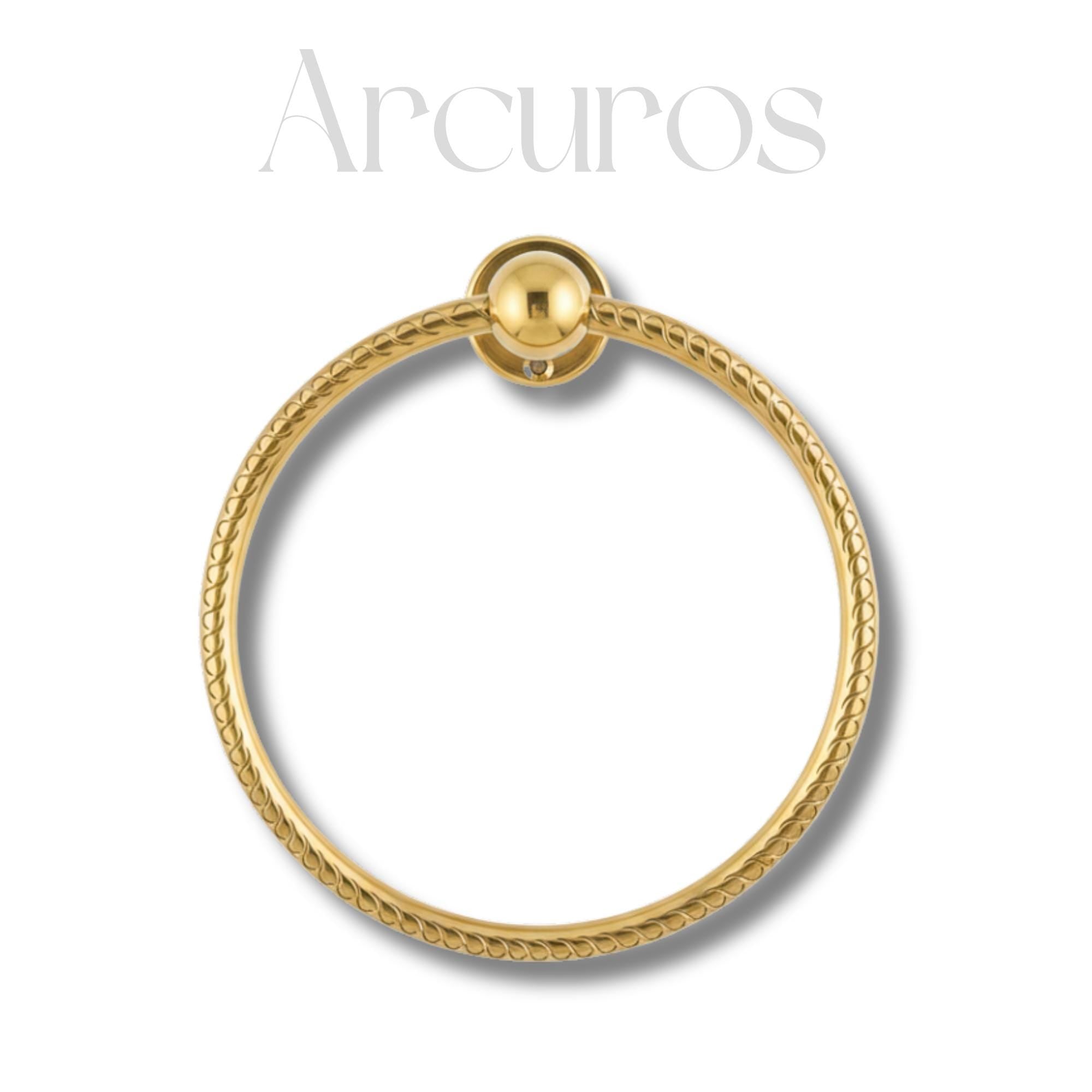 Solid Unlacquered Brass Towel Ring - Wall Mount Bathroom Decor Arcuros