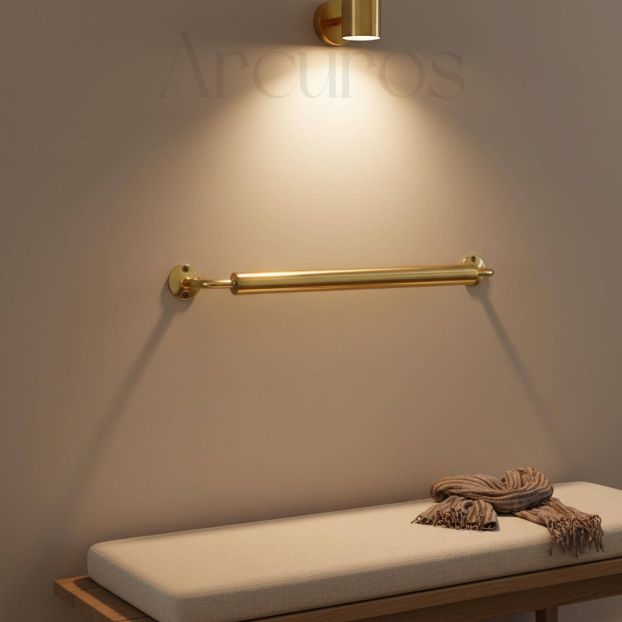 Handmade Unlacquered Brass Towel Bar: Moroccan Bathroom Decor Arcuros