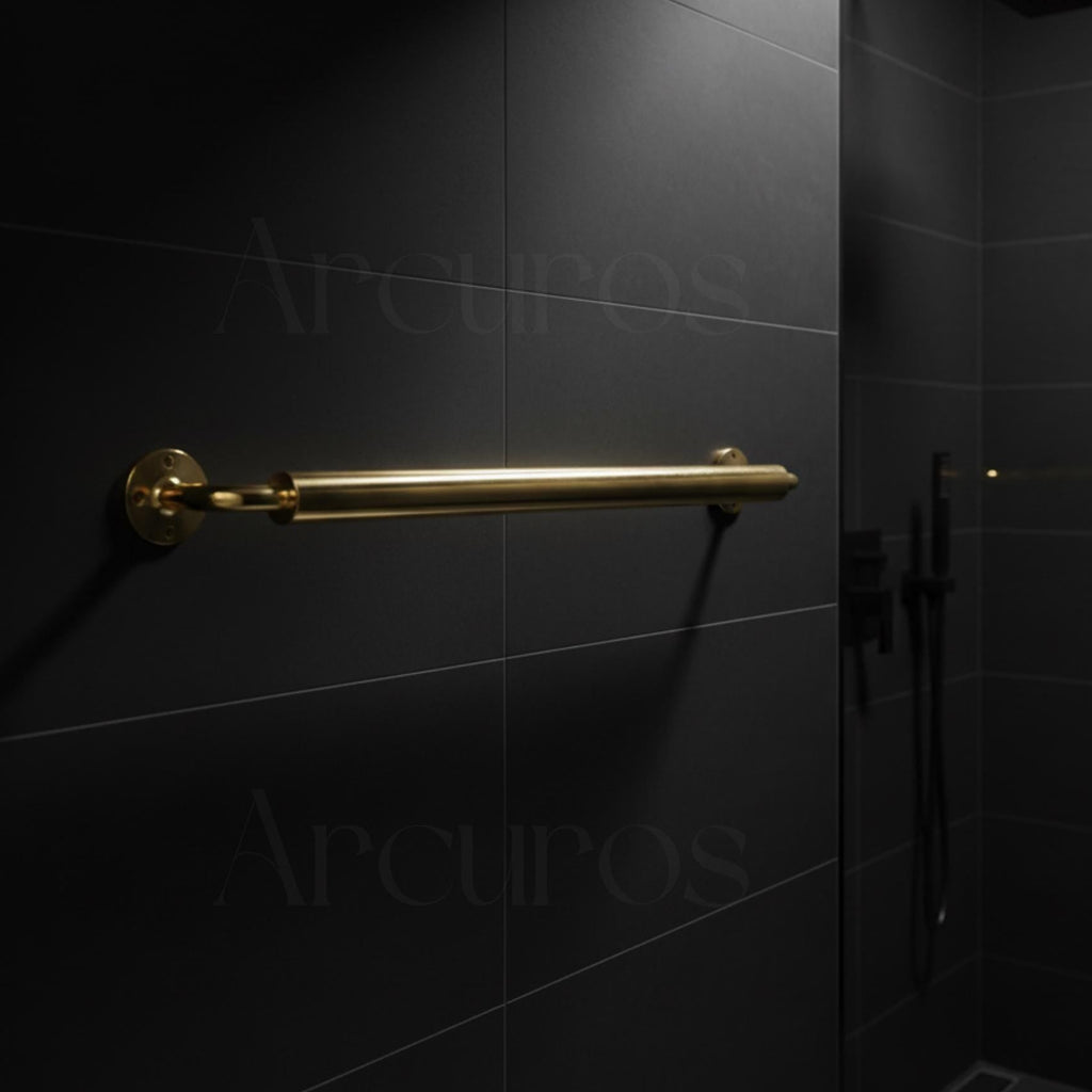 Handmade Unlacquered Brass Towel Bar: Moroccan Bathroom Decor Arcuros
