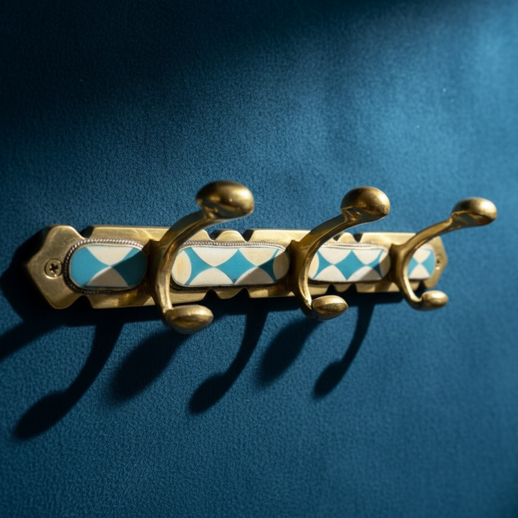 Handmade Moroccan Brass Hook Rack 