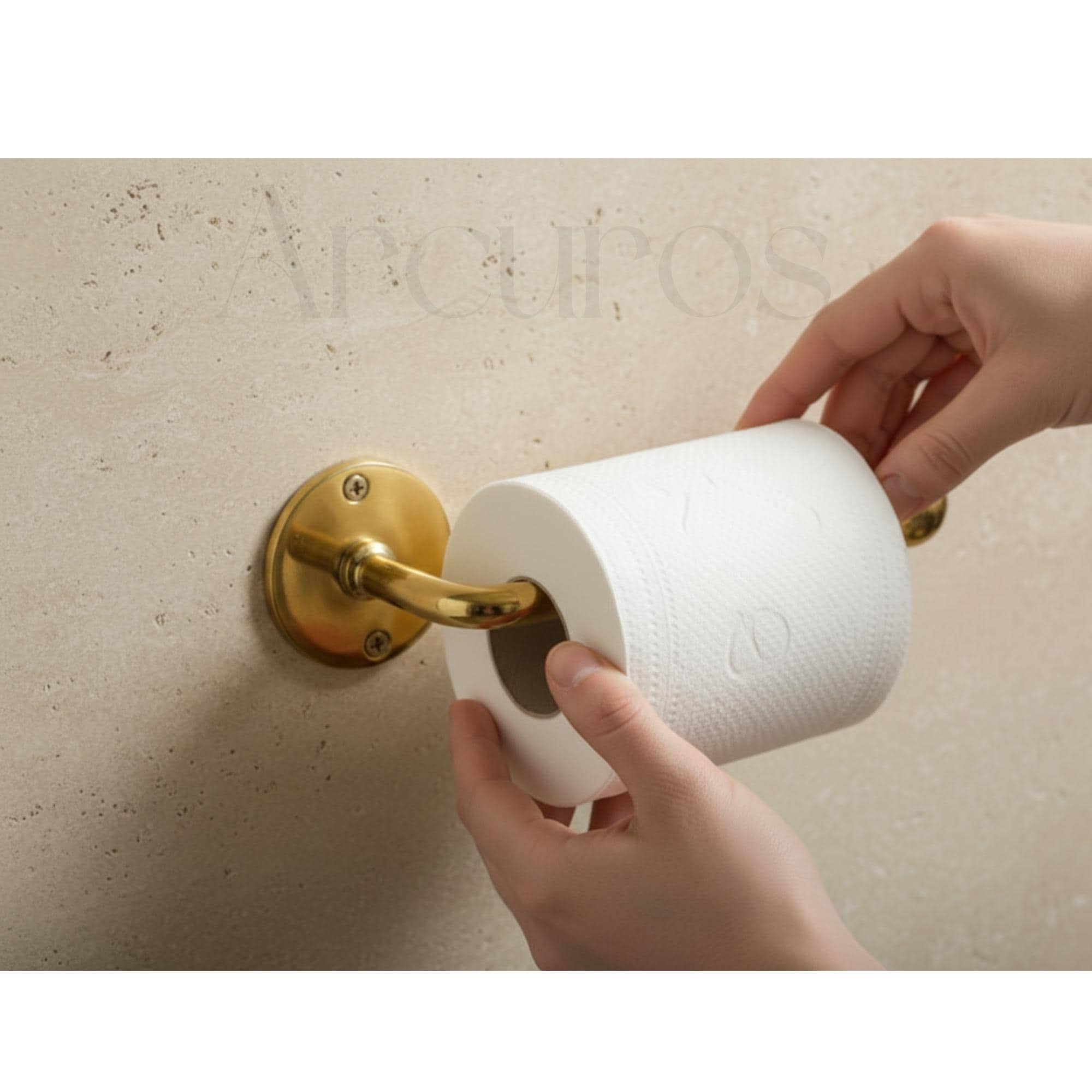 Unlacquered Solid Brass Toilet Roll Holder, Wall Mount Bathroom Fixture Arcuros
