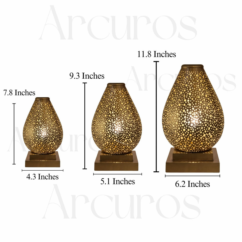 Handmade Brass Table Lamp: Moroccan Lantern Shade, Soft Light Arcuros