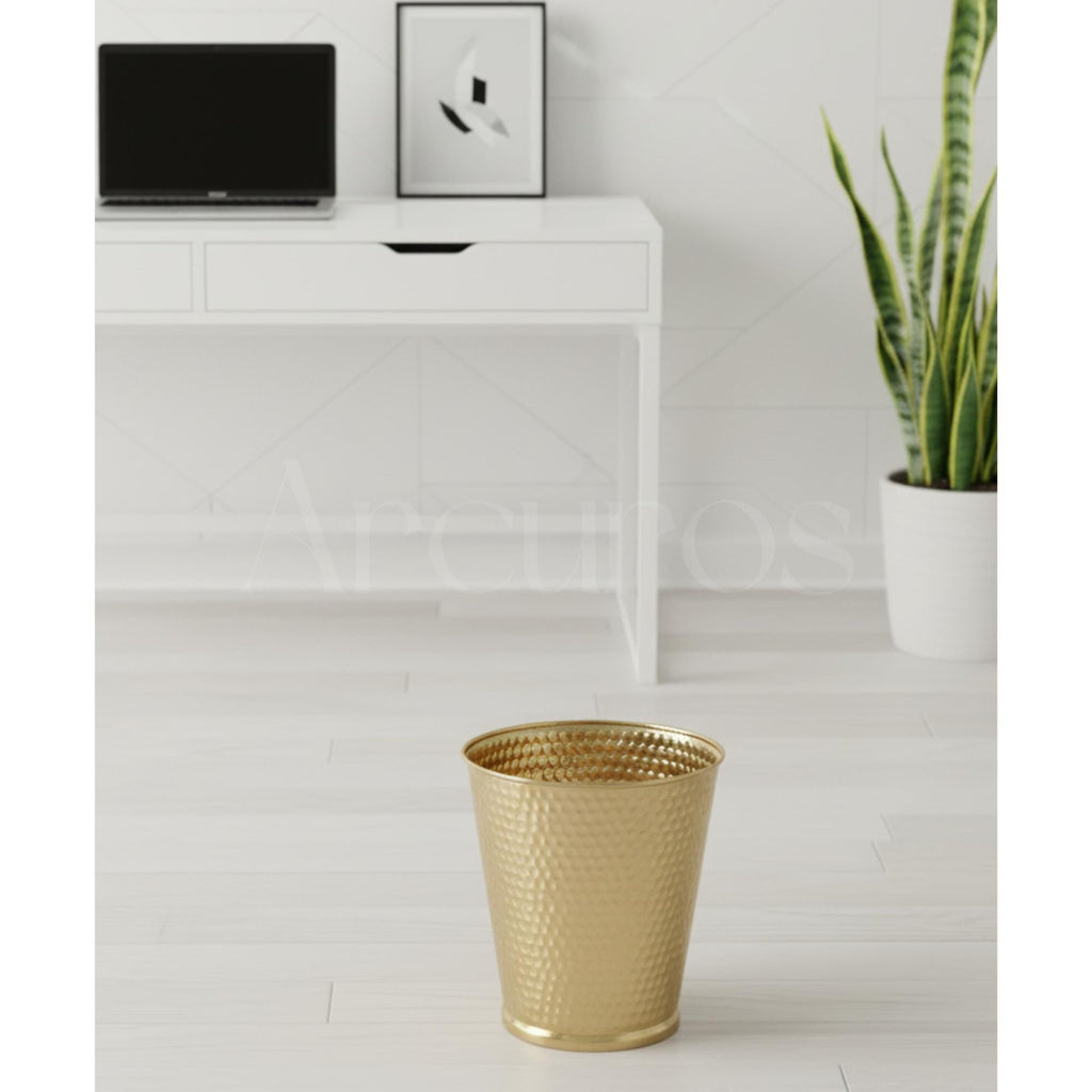 Handmade Hammered brass bathroom trash can Arcuros