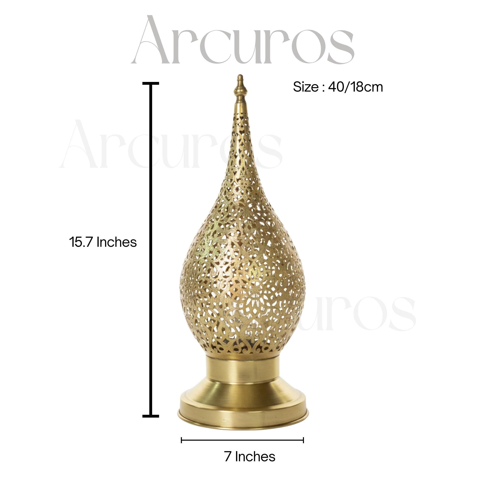 Handmade Moroccan Brass Table Lamp: Boho Bedside Nightstand Light Arcuros