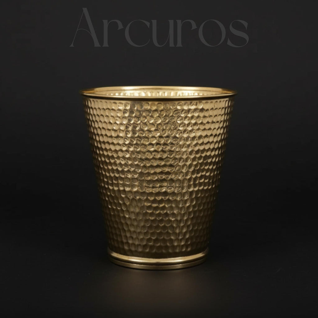 Handmade Hammered brass bathroom trash can Arcuros