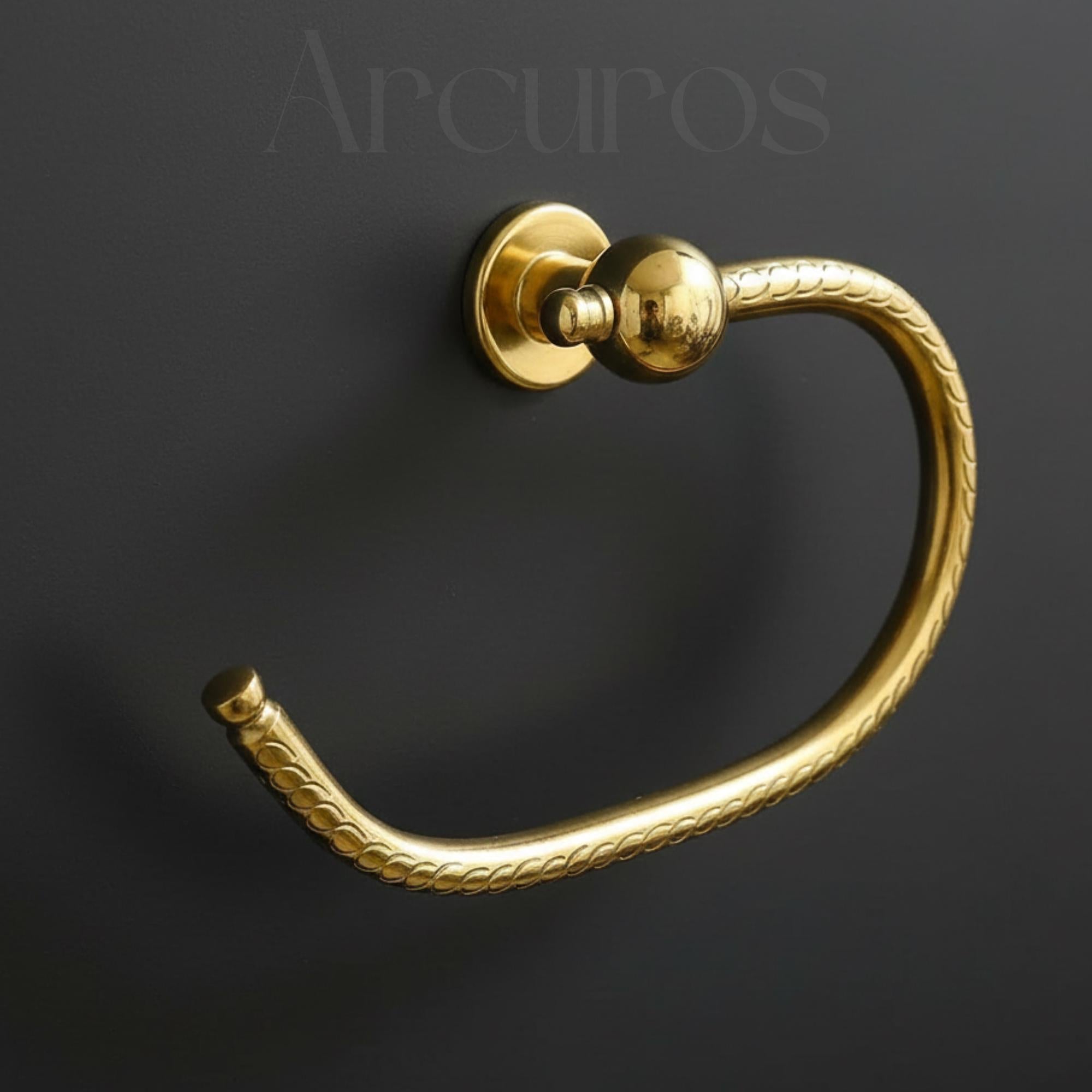 Solid Unlacquered Brass Towel Ring - Wall Mount Bathroom Decor Arcuros