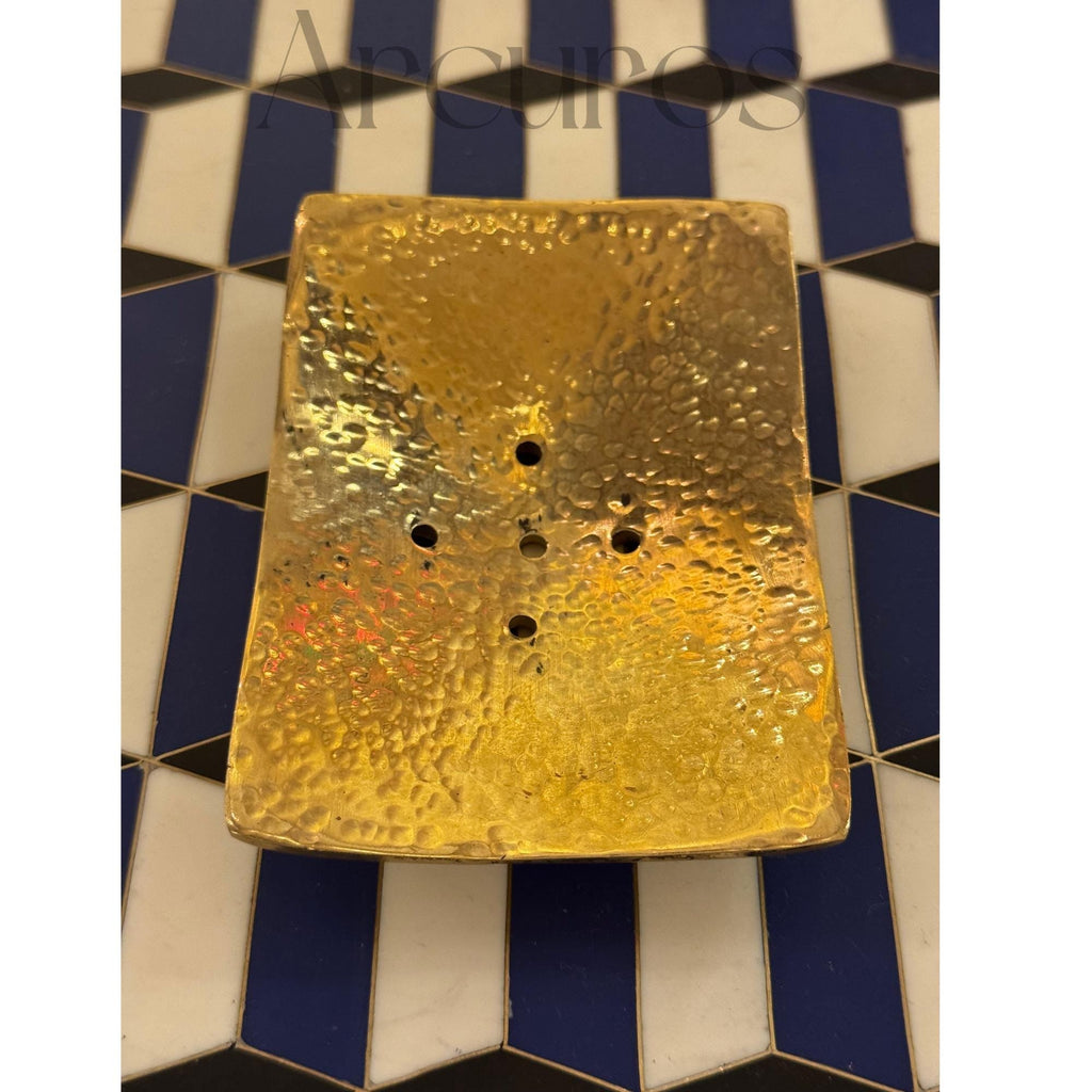 Golden Elegant Unlacquered Brass Soap Dish: Authentic Handcrafted Soap Holder Beldiatlas