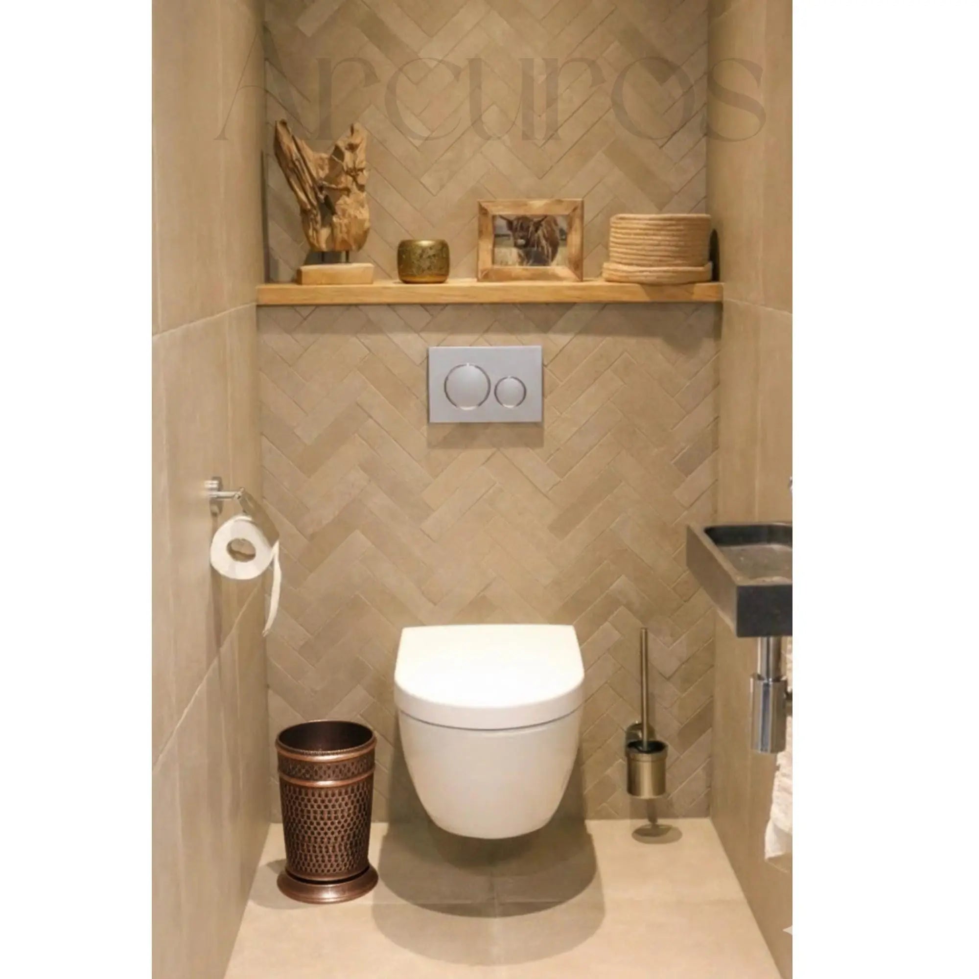 Handcrafted Brass Trash Can, Hammered Moroccan Bathroom Decor Beldiatlas