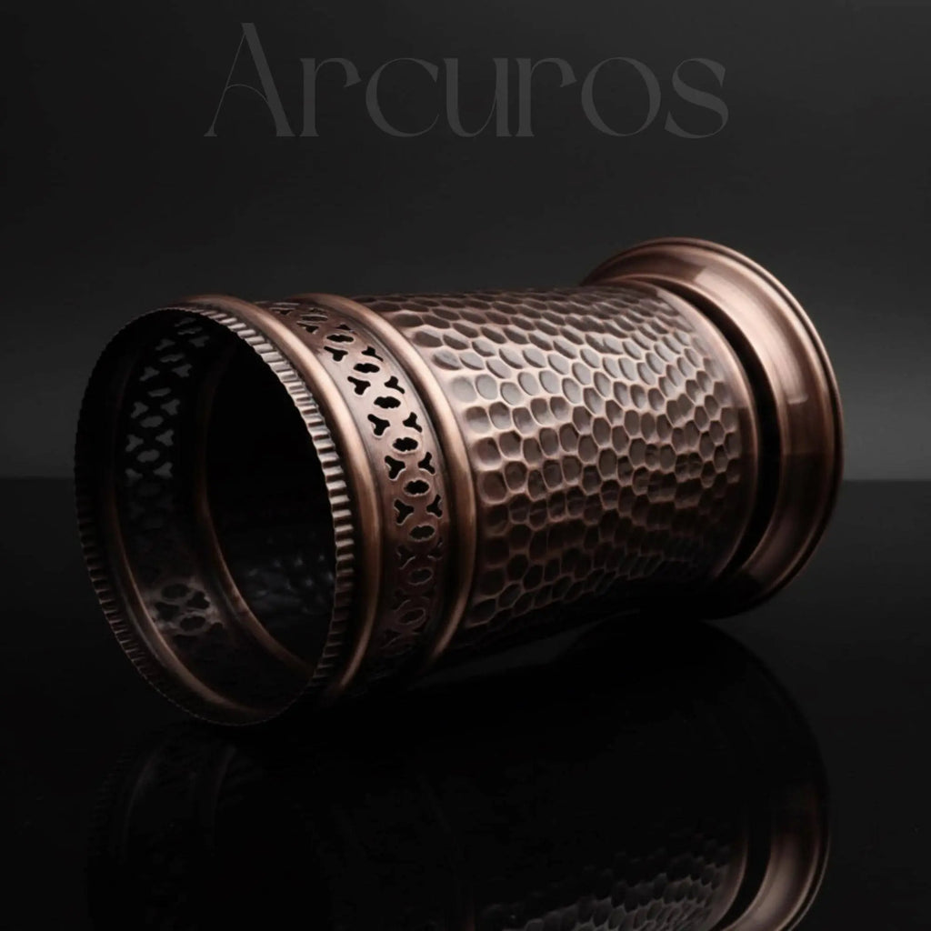 Handcrafted Brass Trash Can, Hammered Moroccan Bathroom Decor Beldiatlas