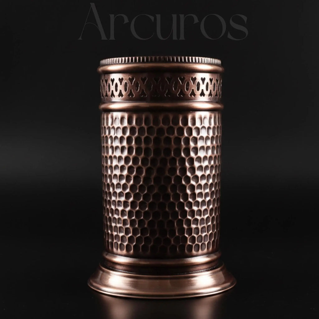 Handcrafted Brass Trash Can, Hammered Moroccan Bathroom Decor Beldiatlas