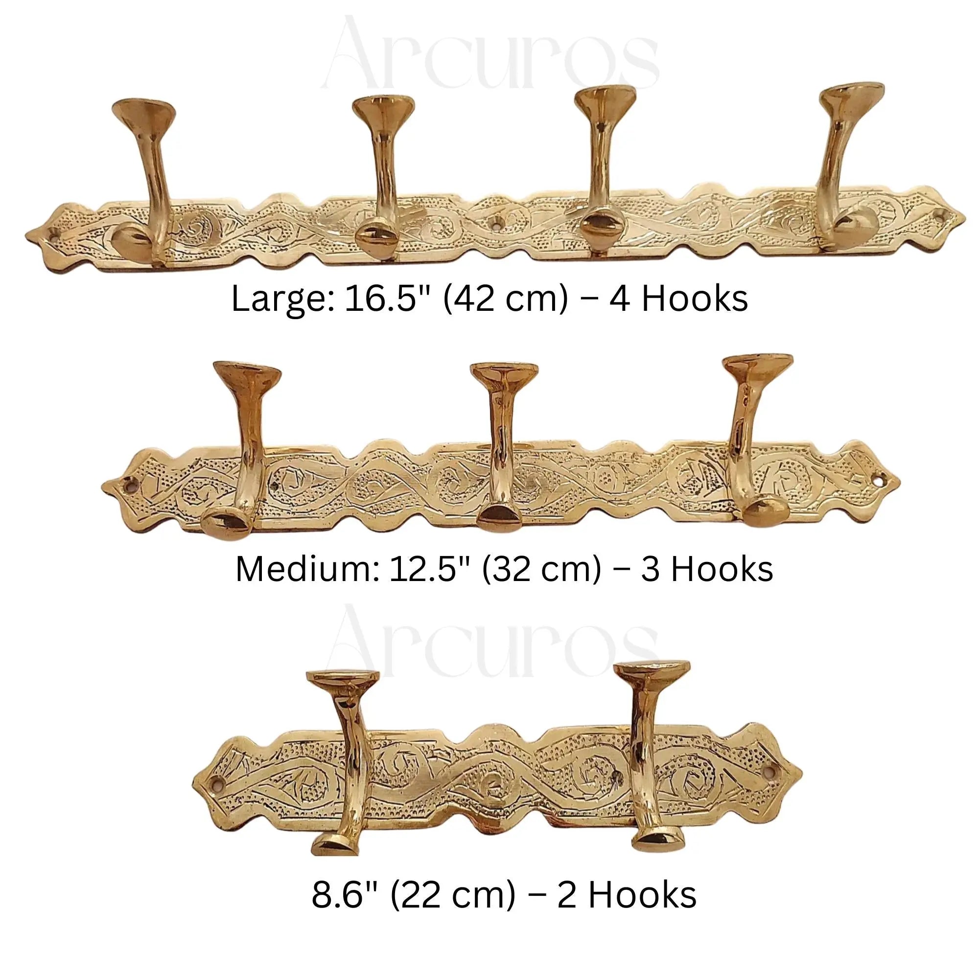 Handcrafted Brass Wall Hooks - Moroccan Engraved Coat Rack Beldiatlas