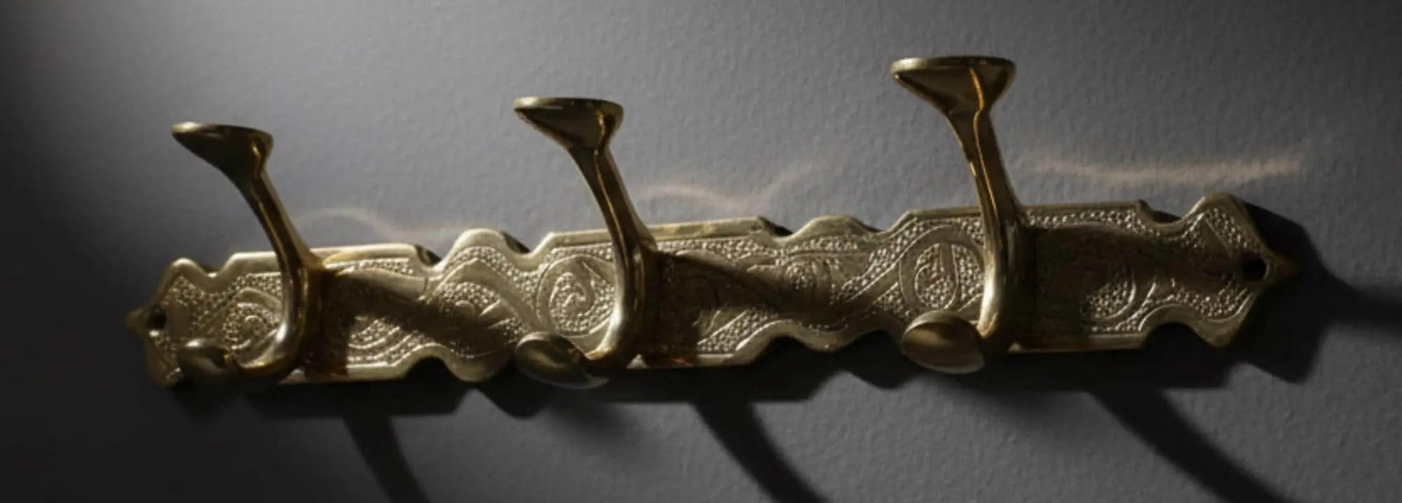 Handcrafted Brass Wall Hooks - Moroccan Engraved Coat Rack Beldiatlas