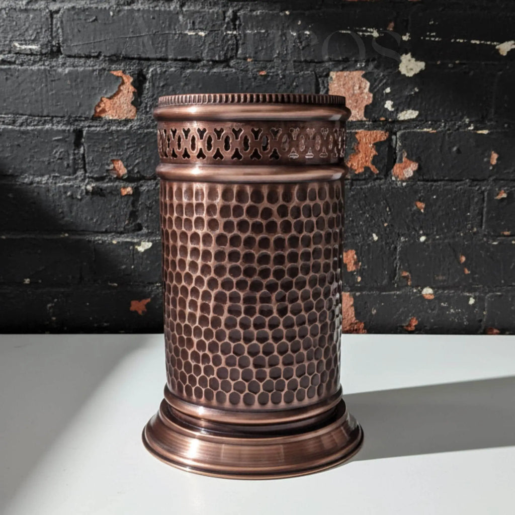 Handcrafted Brass Trash Can, Hammered Moroccan Bathroom Decor Beldiatlas
