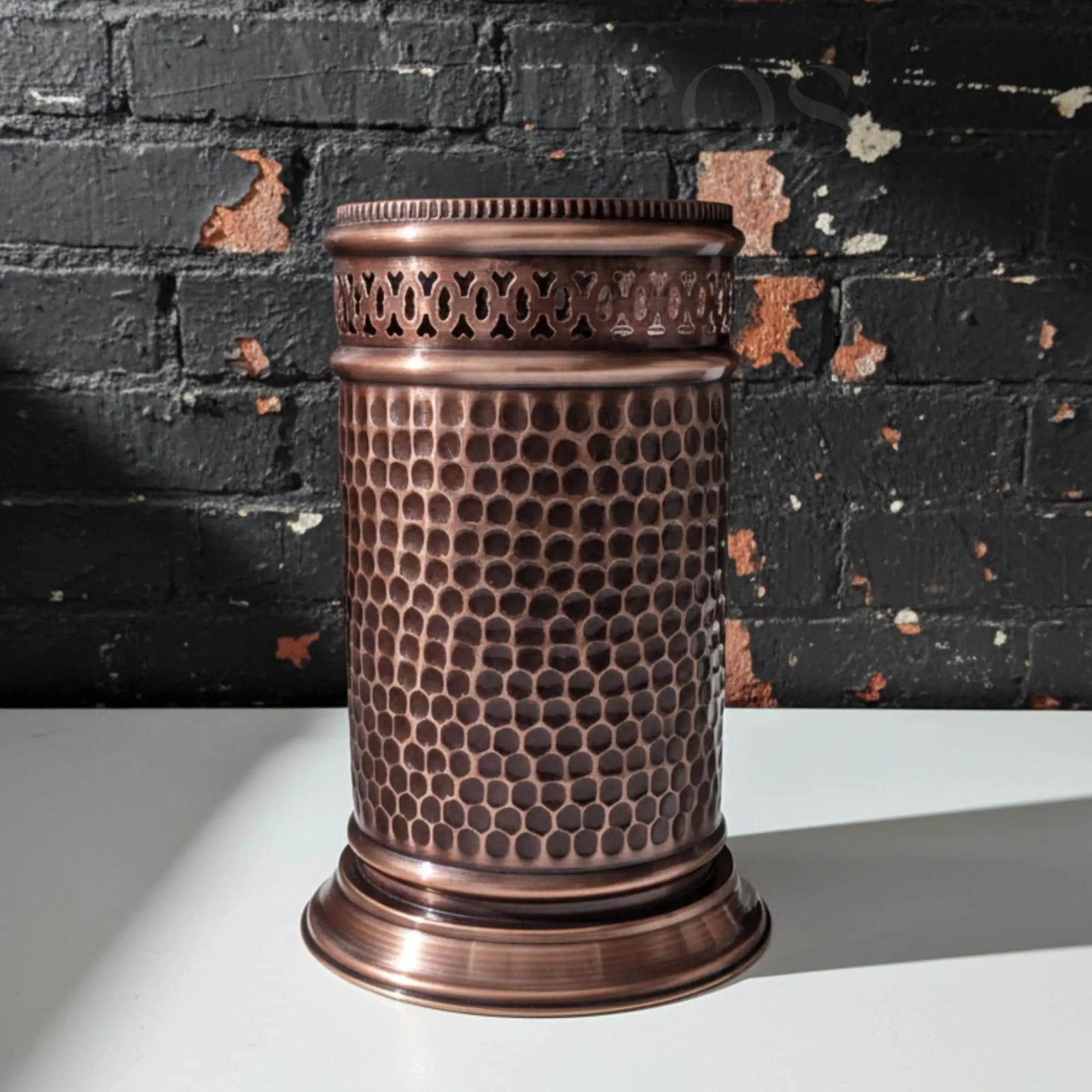 Handcrafted Brass Trash Can, Hammered Moroccan Bathroom Decor Beldiatlas